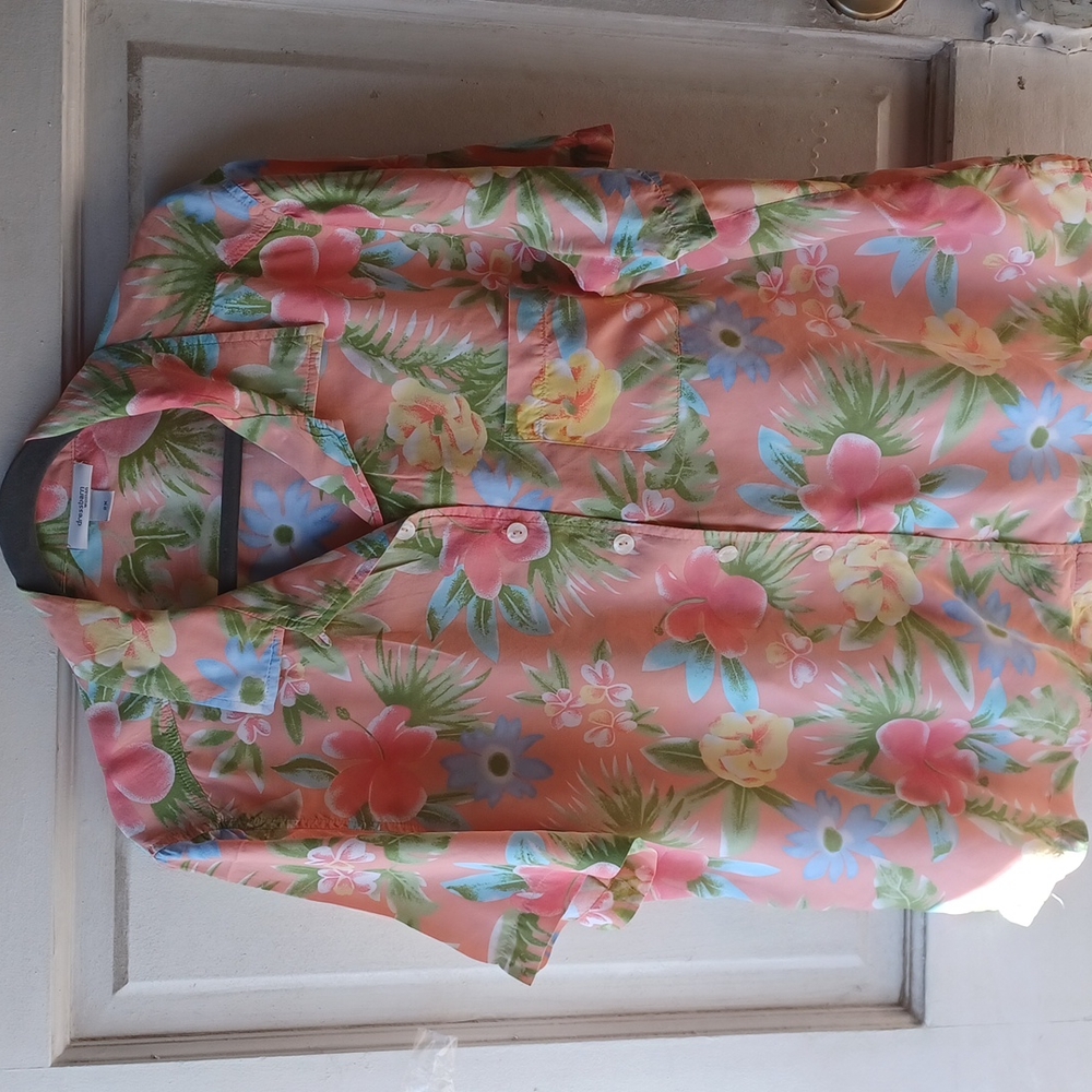 Dressbarn Orange  and Green Floral 🍊 Blouse size 2X